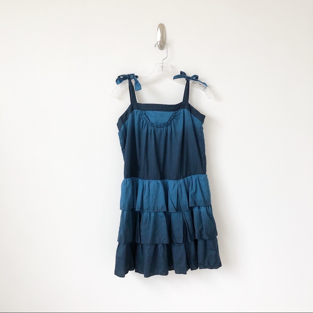 Marc Jacobs Ombré Dress 10 Tiered Ruffle Skirt Blue
